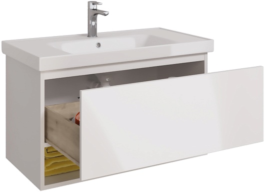 Dreja Тумба под раковину Perfecto 90 подвесная белая – картинка-7